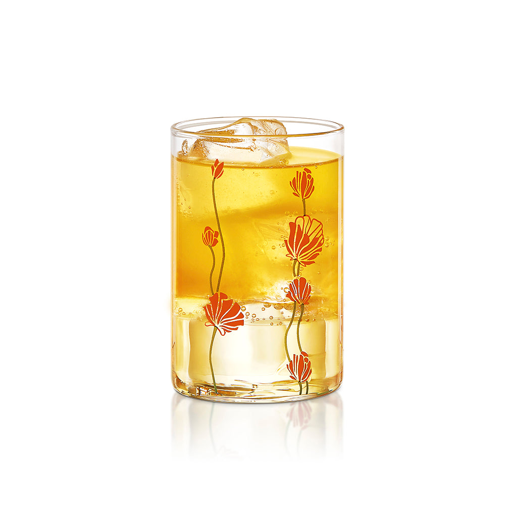 Vision Glass Red Buds Medium Tumbler Set