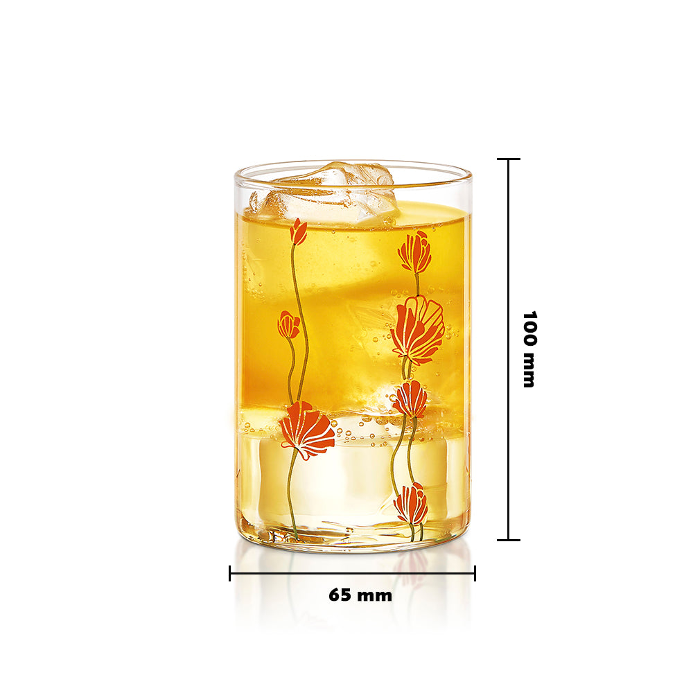 Vision Glass Red Buds Medium Tumbler Set
