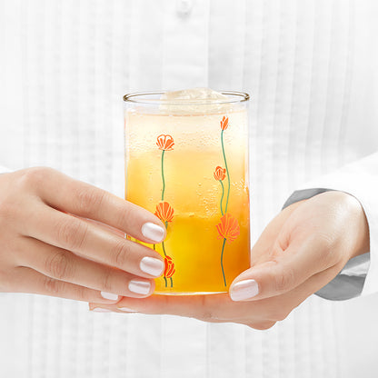 Vision Glass Red Buds Medium Tumbler Set