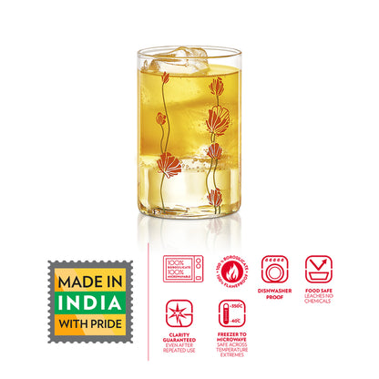 Vision Glass Red Buds Medium Tumbler Set