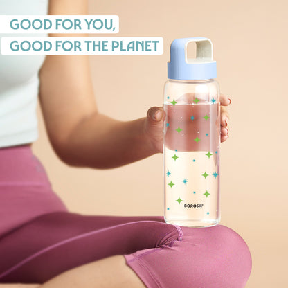 Cosmic Wide Mouth Printed Glass Bottle