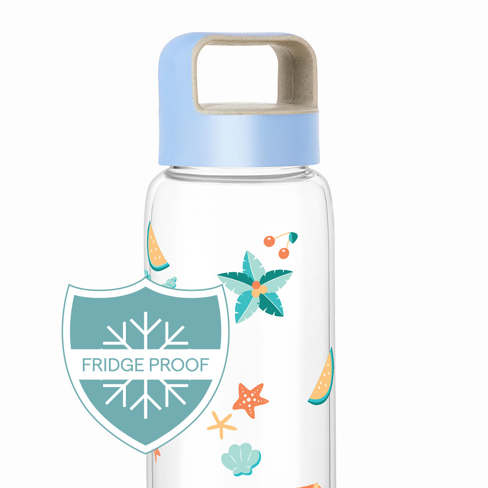 Borosil Tropica Glass Bottle w Husk Lid
