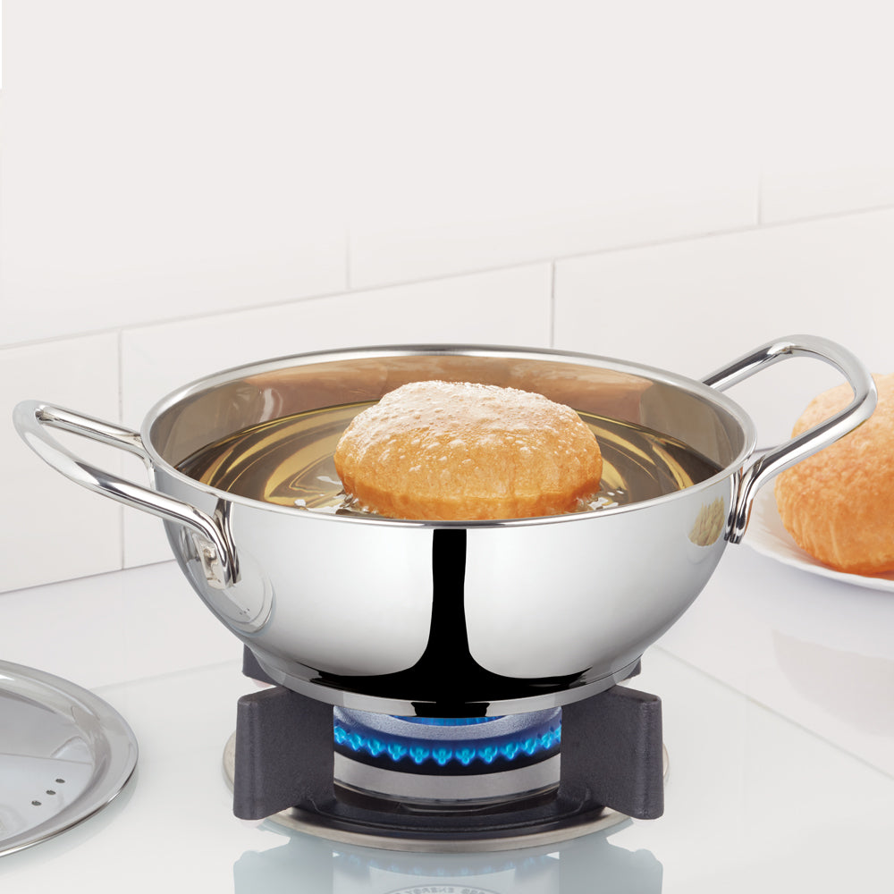 Cookfresh Stainless Steel Deep Kadhai with Lid