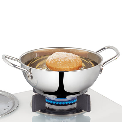 Borosil Cookfresh SS Deep Kadhai + Lid, 1.8L