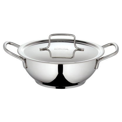 Borosil Cookfresh SS Deep Kadhai + Lid, 1.8L