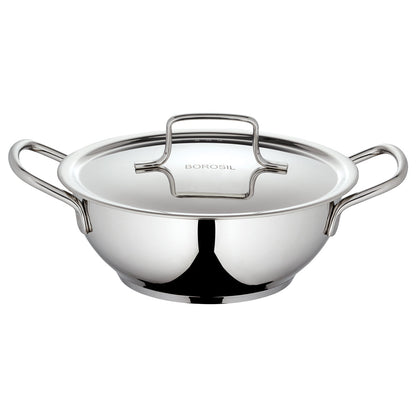Borosil Cookfresh SS Deep Kadhai + Lid, 2.3L