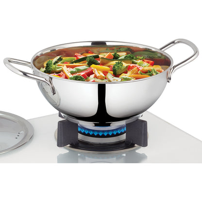 Borosil Cookfresh SS Deep Kadhai + Lid, 2.8L