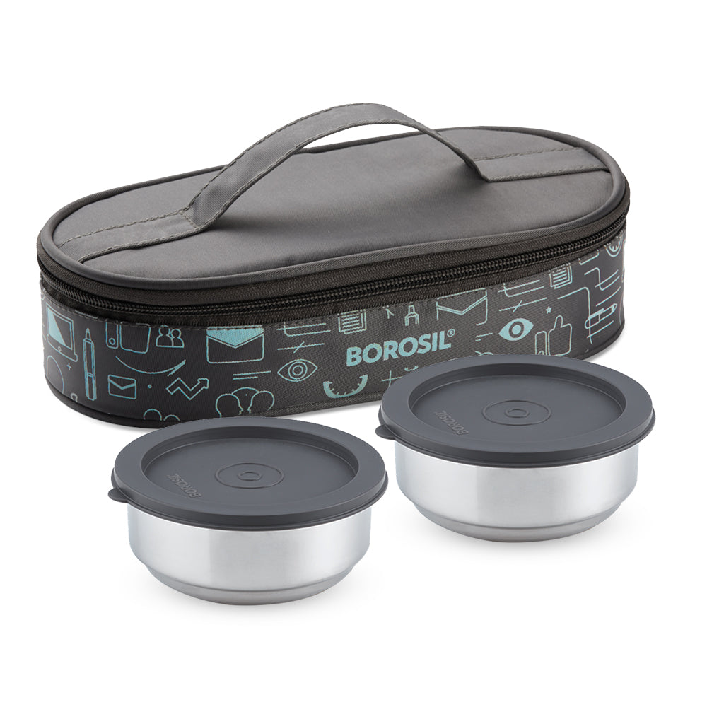 Borosil Carryfresh Lunchbox, Set of 2, Flat (Medium)