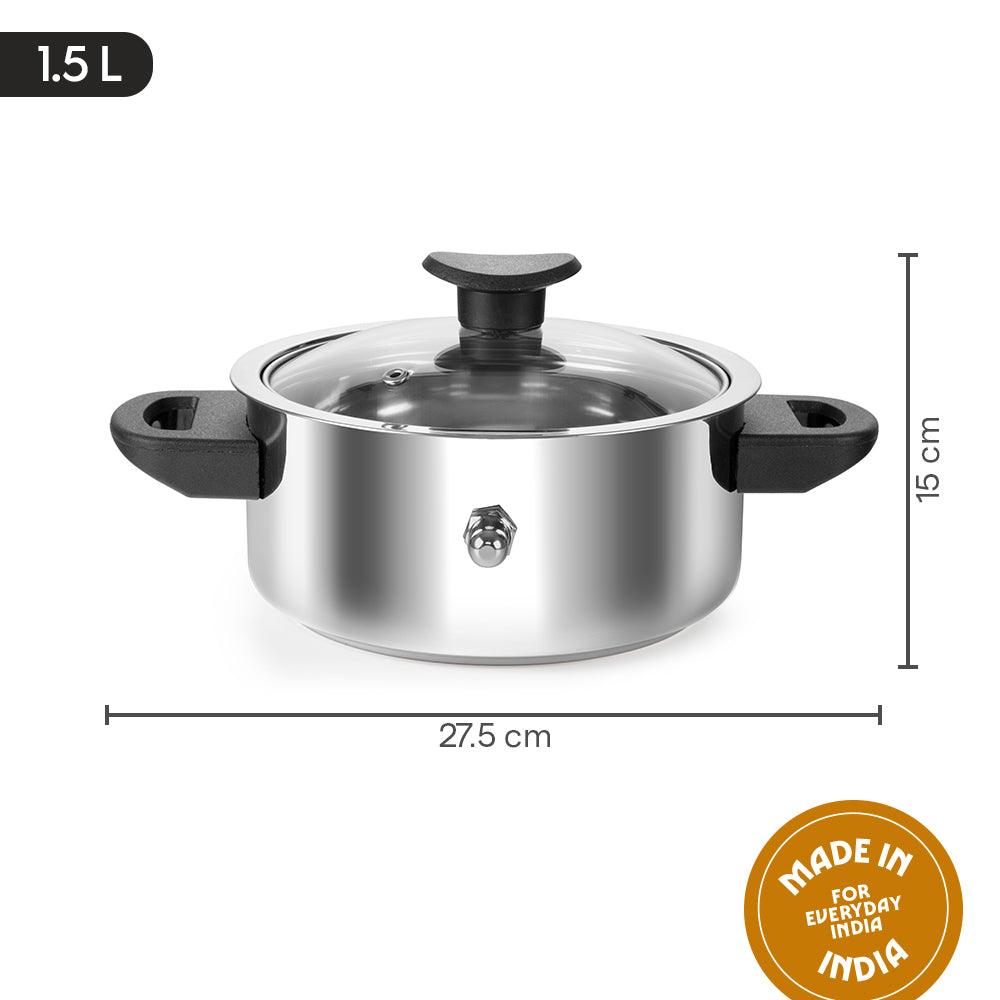 Stainleess Steel Milk Boiler with Glass Lid