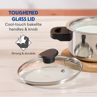 Stainleess Steel Milk Boiler with Glass Lid