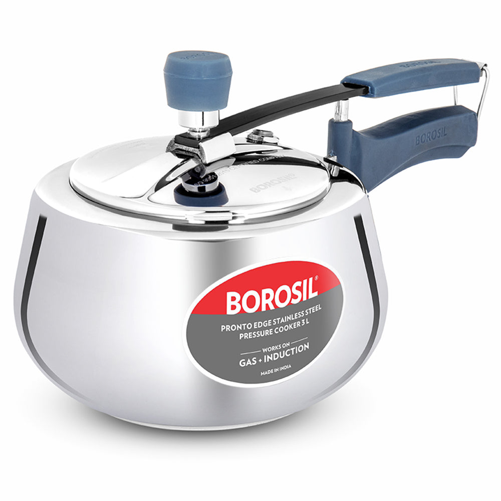 Borosil Pronto Edge SS Pressure Cooker, 3L
