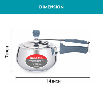 Borosil Pronto Edge SS Pressure Cooker, 3L