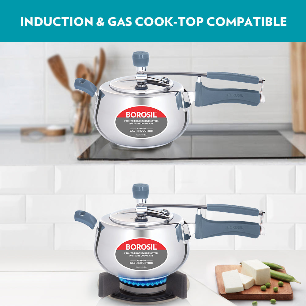 Borosil Pronto Edge SS Pressure Cooker, 5L