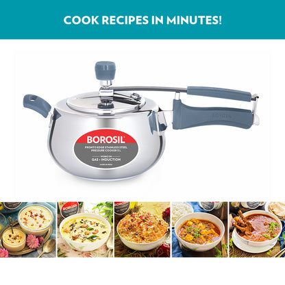 Borosil Pronto Edge SS Pressure Cooker, 5L