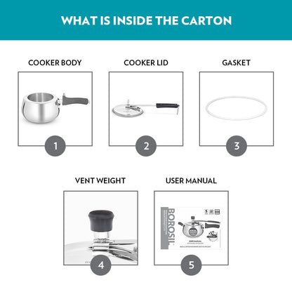 Borosil Pronto Edge SS Pressure Cooker, 5L