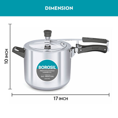 Borosil Presto Aluminium Pressure Cooker, 6.5L