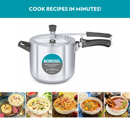 Borosil Presto Aluminium Pressure Cooker, 6.5L