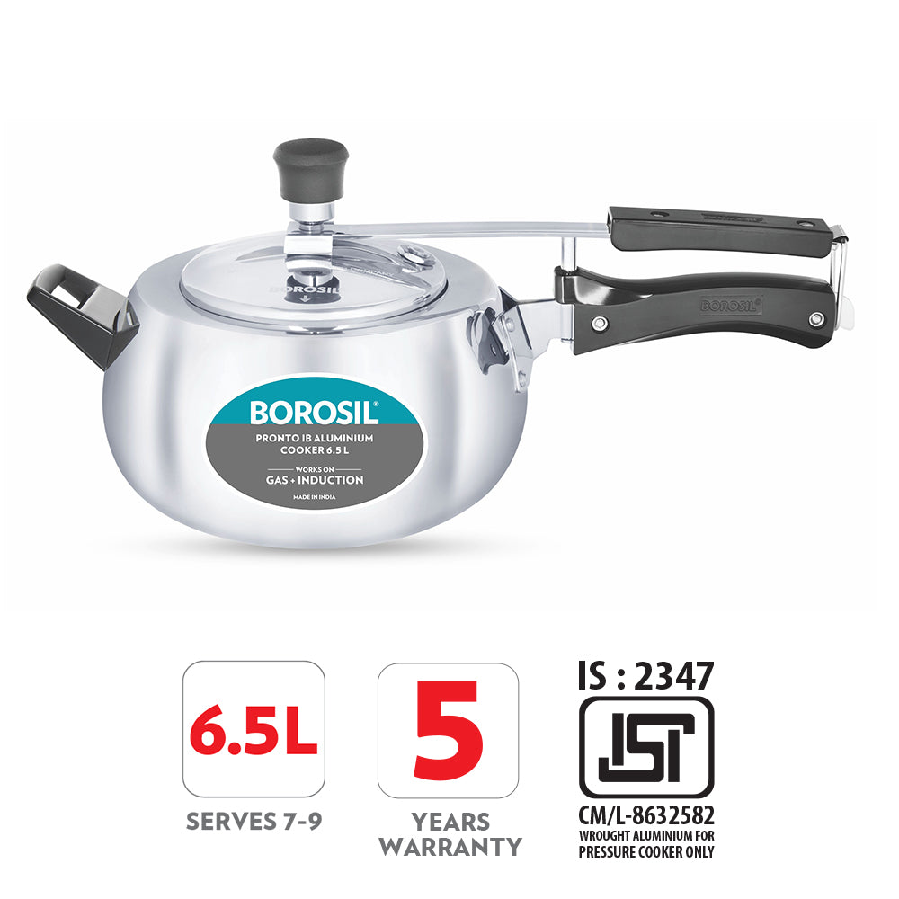 Borosil Pronto Aluminium Pressure Cooker, 6.5L