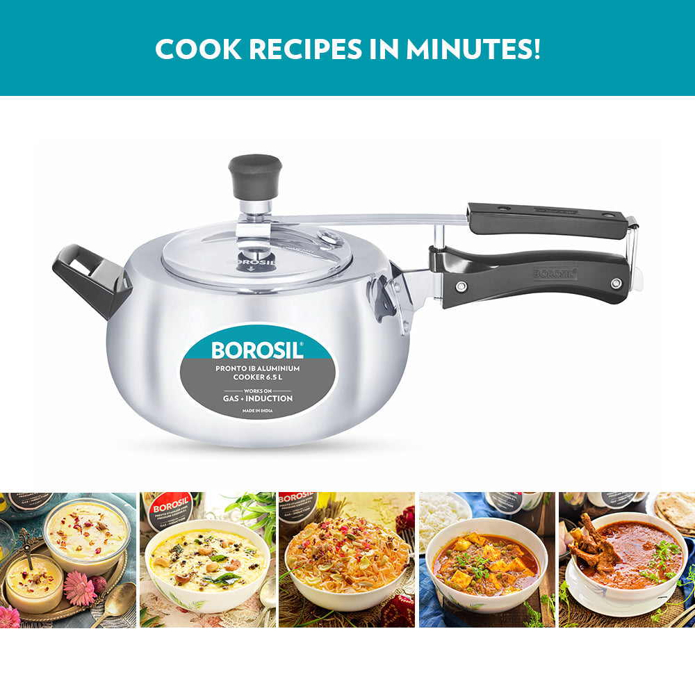 Borosil Pronto Aluminium Pressure Cooker, 6.5L