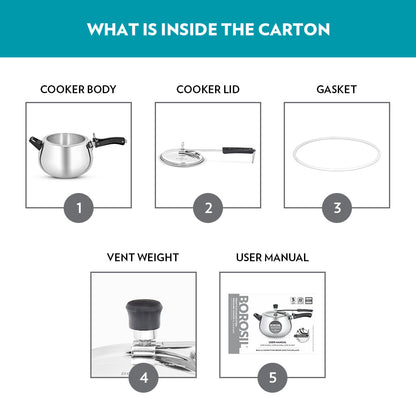 Borosil Pronto SS Pressure Cooker, 6.5L