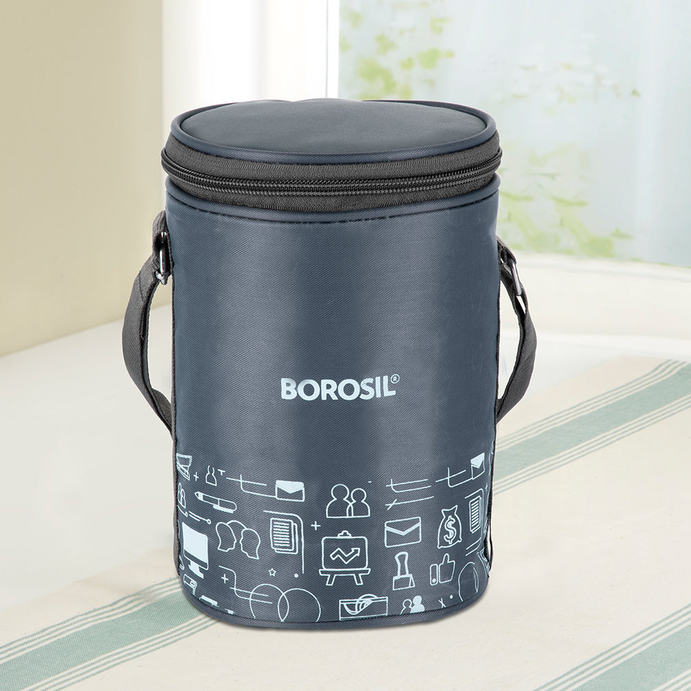 Borosil CarryFresh Lunch Bag For Lunch Box Set of 2, (280ml x 2 + 180ml), Flat