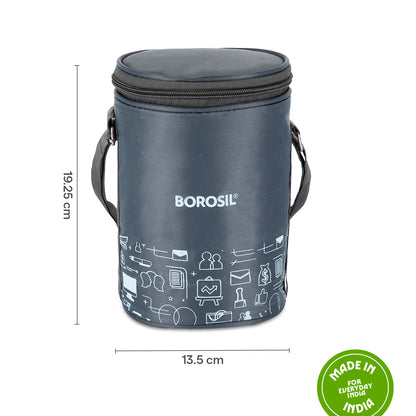 Borosil CarryFresh Lunch Bag For Lunch Box Set of 2, (280ml x 2 + 180ml), Flat