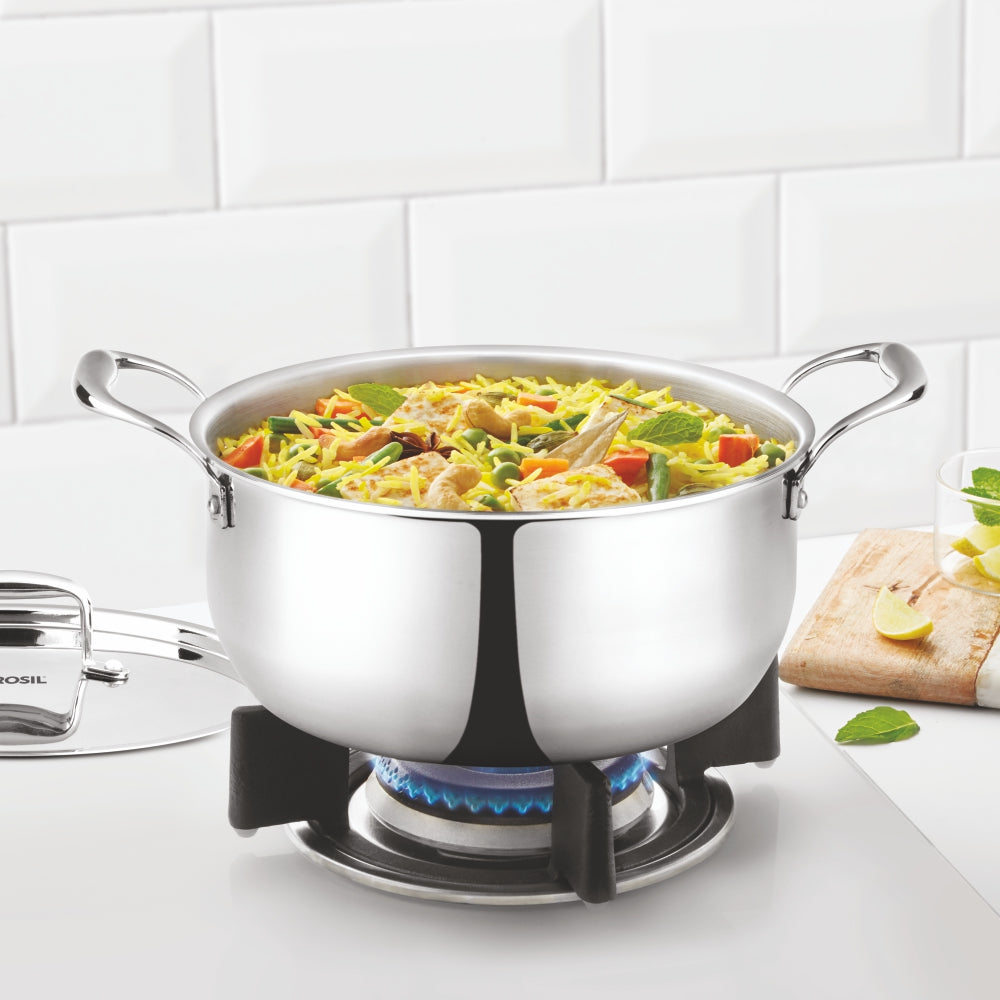 Borosil Cookfresh Triply Casserole (Steel Handle + Lid), 2.8L