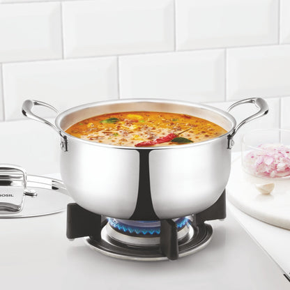 Borosil Cookfresh Triply Casserole (Steel Handle + Lid), 3.6L