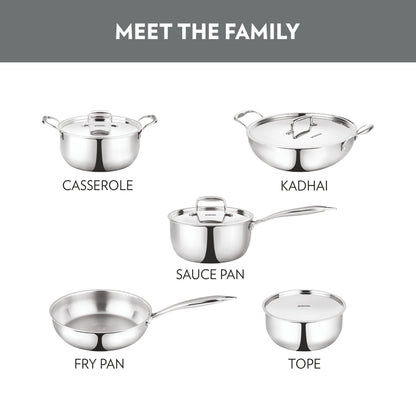 Borosil Cookfresh Triply Casserole (Steel Handle + Lid), 3.6L