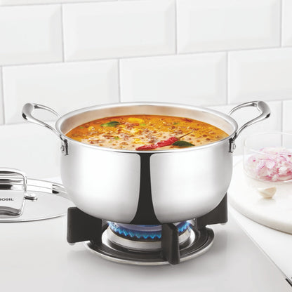 Borosil Cookfresh Triply Casserole (Steel Handle + Lid), 4.6L