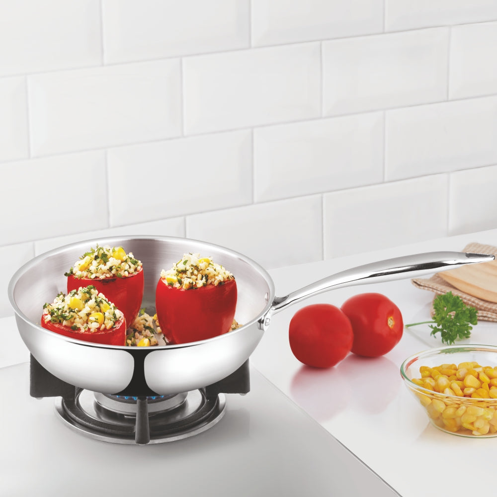 Borosil Cookfresh Triply Frying Pan (Steel Handle), 1.75L