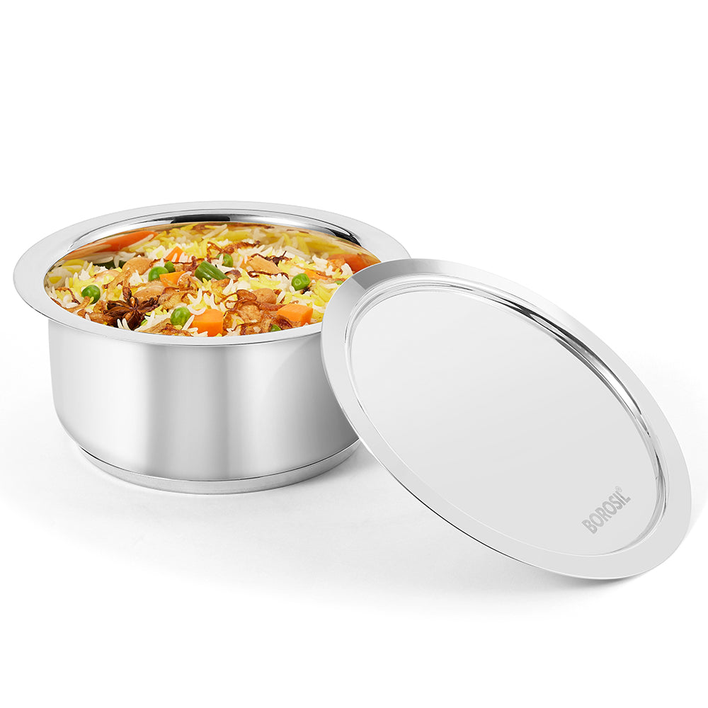 Borosil Cookfresh Impact Bonded Tri-Ply Bottom Tope + Lid, 1L/14cm