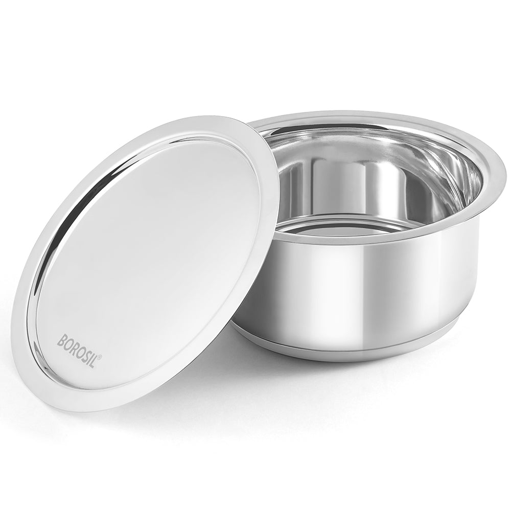 Borosil Cookfresh Impact Bonded Tri-Ply Bottom Tope + Lid, 1L/14cm
