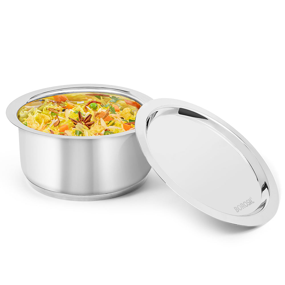 Borosil Cookfresh Impact Bonded Tri-Ply Bottom Tope + Lid, 1.5L/16cm