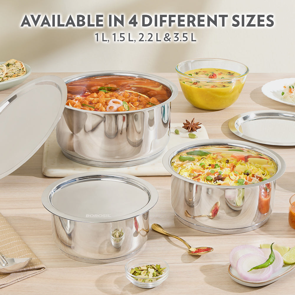 Borosil Cookfresh Impact Bonded Tri-Ply Bottom Tope + Lid, 3.5L/20cm