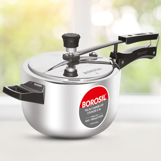 Inner Lid Tri-Ply SS Pressure Cooker, Induction Base, Inner Lid