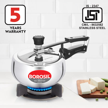 Borosil Pronto Tri-ply Inner Lid Pressure Cooker, 2.5L