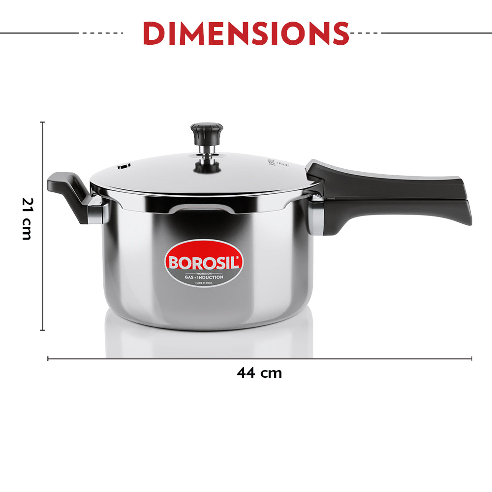 Borosil Presto Tri-Ply Outer Lid Pressure Cooker, 5L