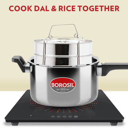 Borosil Presto Tri-Ply Outer Lid Pressure Cooker, 5L