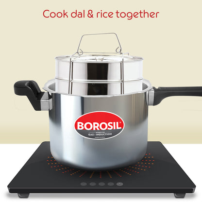 Borosil Presto Tri-Ply Outer Lid Pressure Cooker, 6.5L