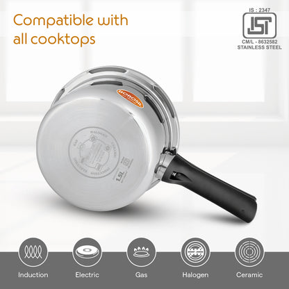 Borosil Presto Tri-Ply Outer Lid Pressure Cooker, 1.5 L