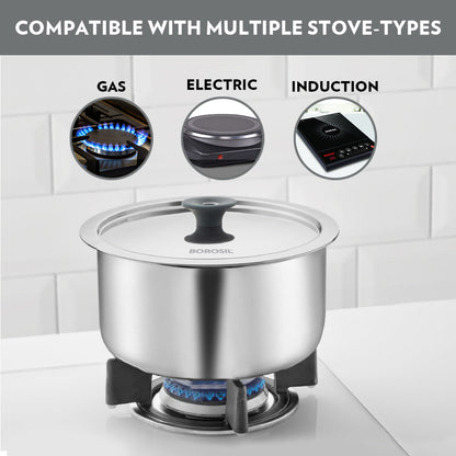 Borosil Cookfresh Triply Tope (Silicone Knob on Lid)