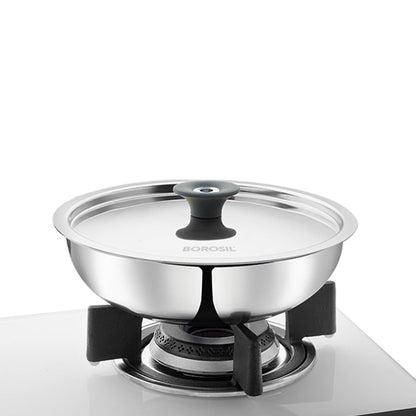 Borosil Cookfresh Triply Tasla (Silicone Handle + Lid)