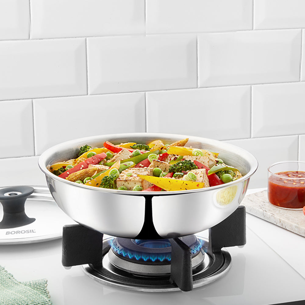 Borosil Cookfresh Triply Tasla (Silicone Handle + Lid)