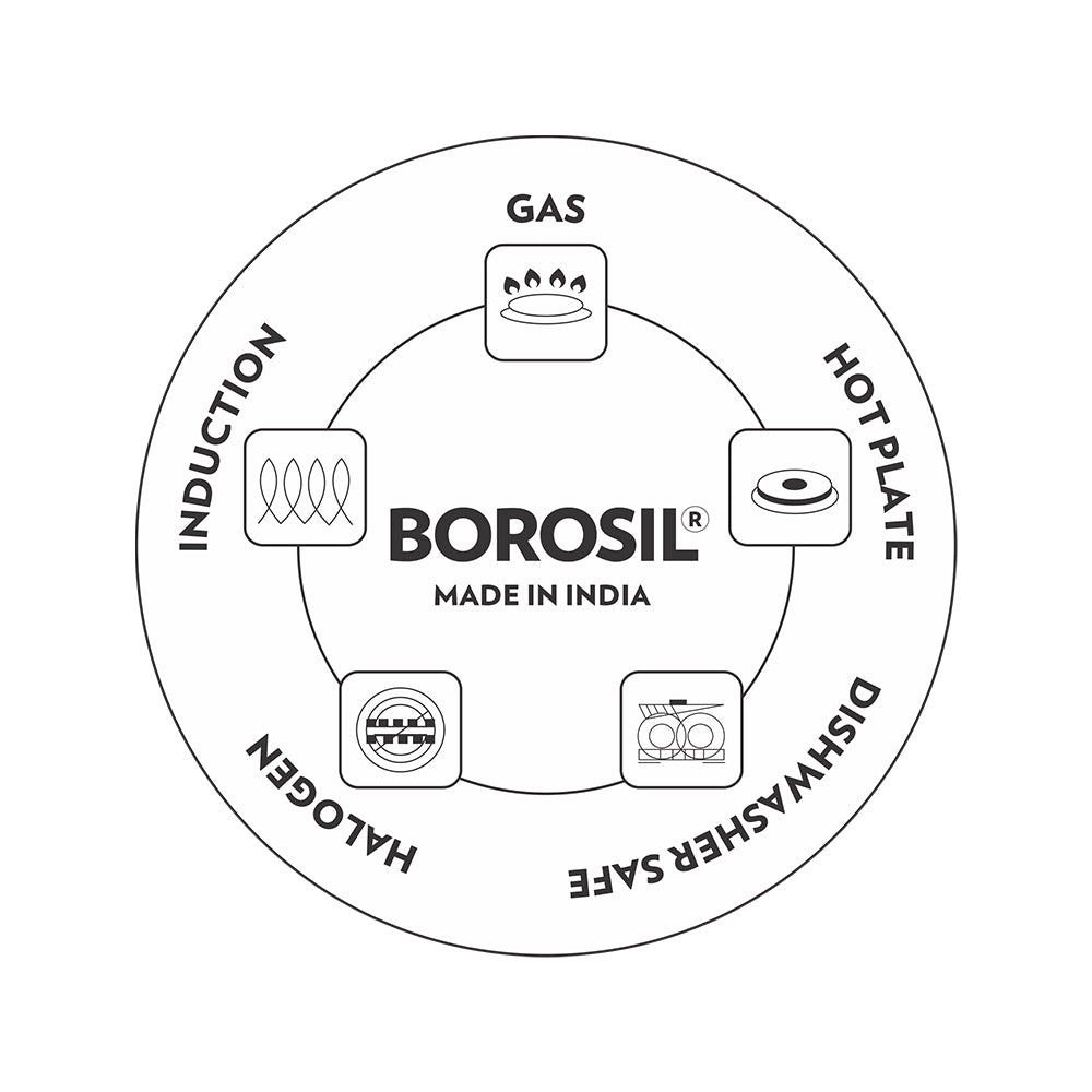 Borosil Cookfresh Triply Tasla (Silicone Handle + Lid)