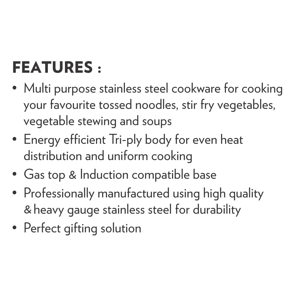 Borosil Cookfresh Triply Tasla (Silicone Handle + Lid)