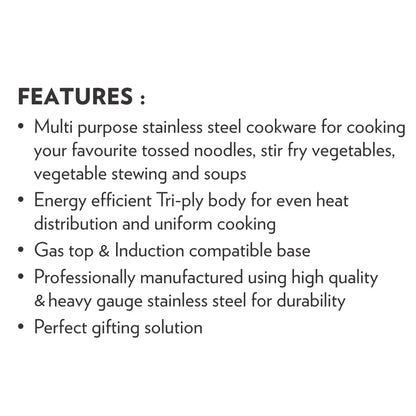 Borosil Cookfresh Triply Tasla (Silicone Handle + Lid)