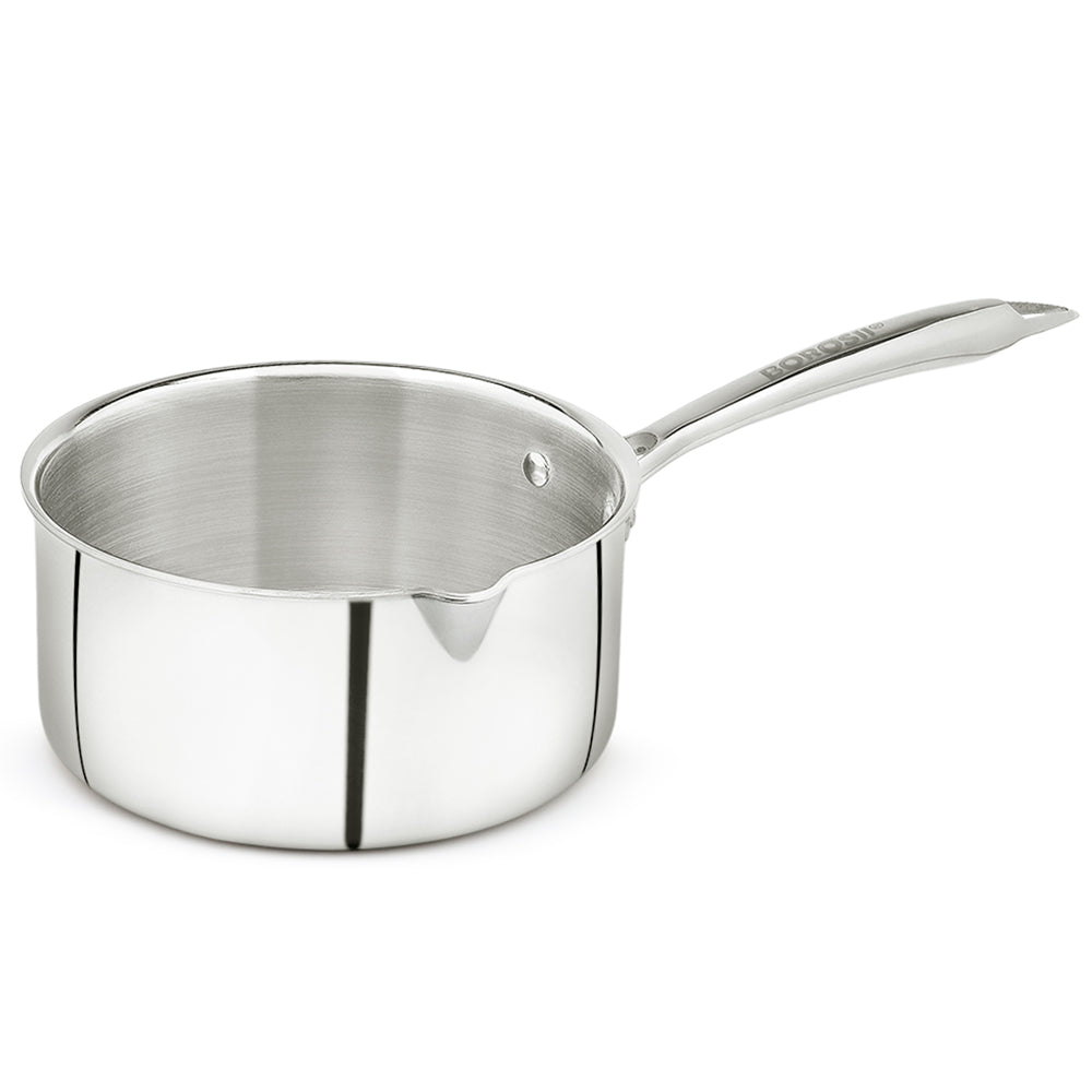Borosil Cookfresh Triply Saucepan w Spout (Steel Handle), 1.7L/16cm