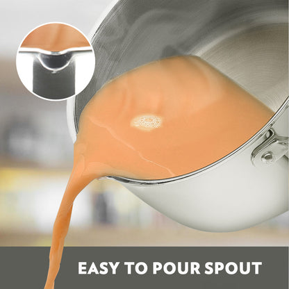 Borosil Cookfresh Triply Saucepan w Spout (Steel Handle), 1.7L/16cm