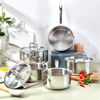 Borosil Cookfresh Triply Saucepan w Spout (Steel Handle), 1.7L/16cm